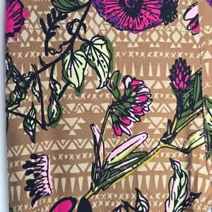 LuLaRoe Neutral Floral Tan Printed Leggings NEW Tall and Curvy TC Size 12-18